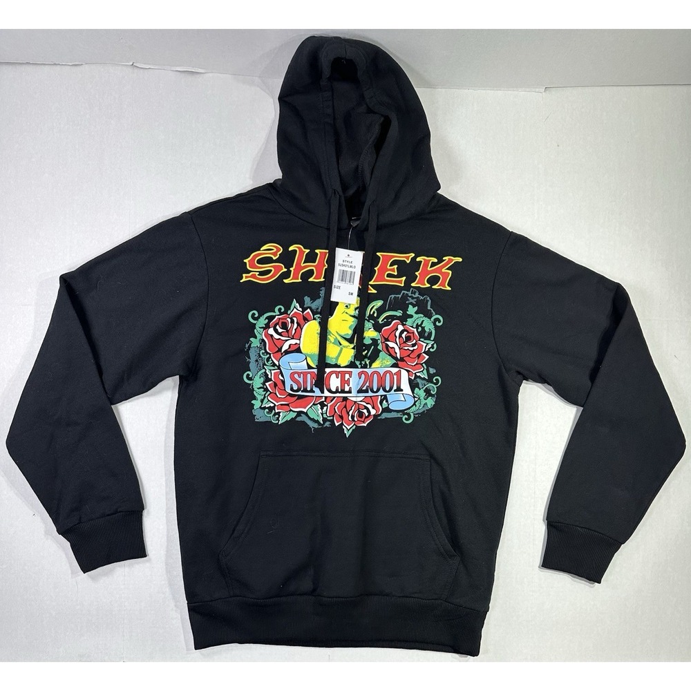 Shrek Since 2001 Graphic Hoodie DreamWorks Black Roses Cartoon Sz Small